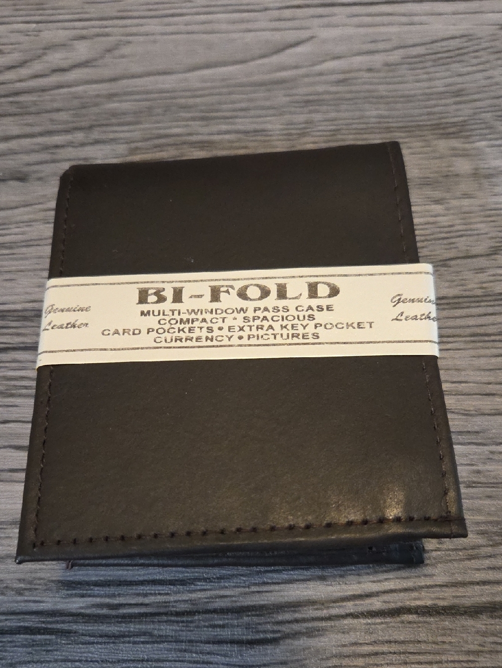 Genuine Leather Bi-Fold Wallet for Men - Brown
